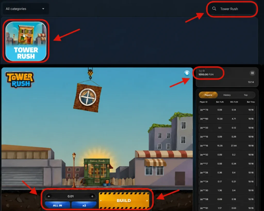 Tower Rush game interface